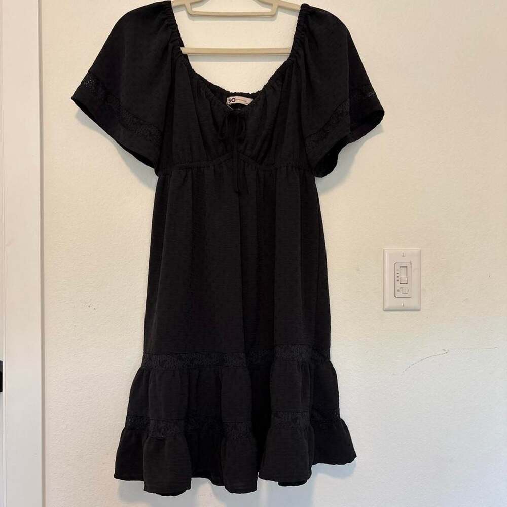 SO Goods for Life Black Lace Ruffle Mini Dress